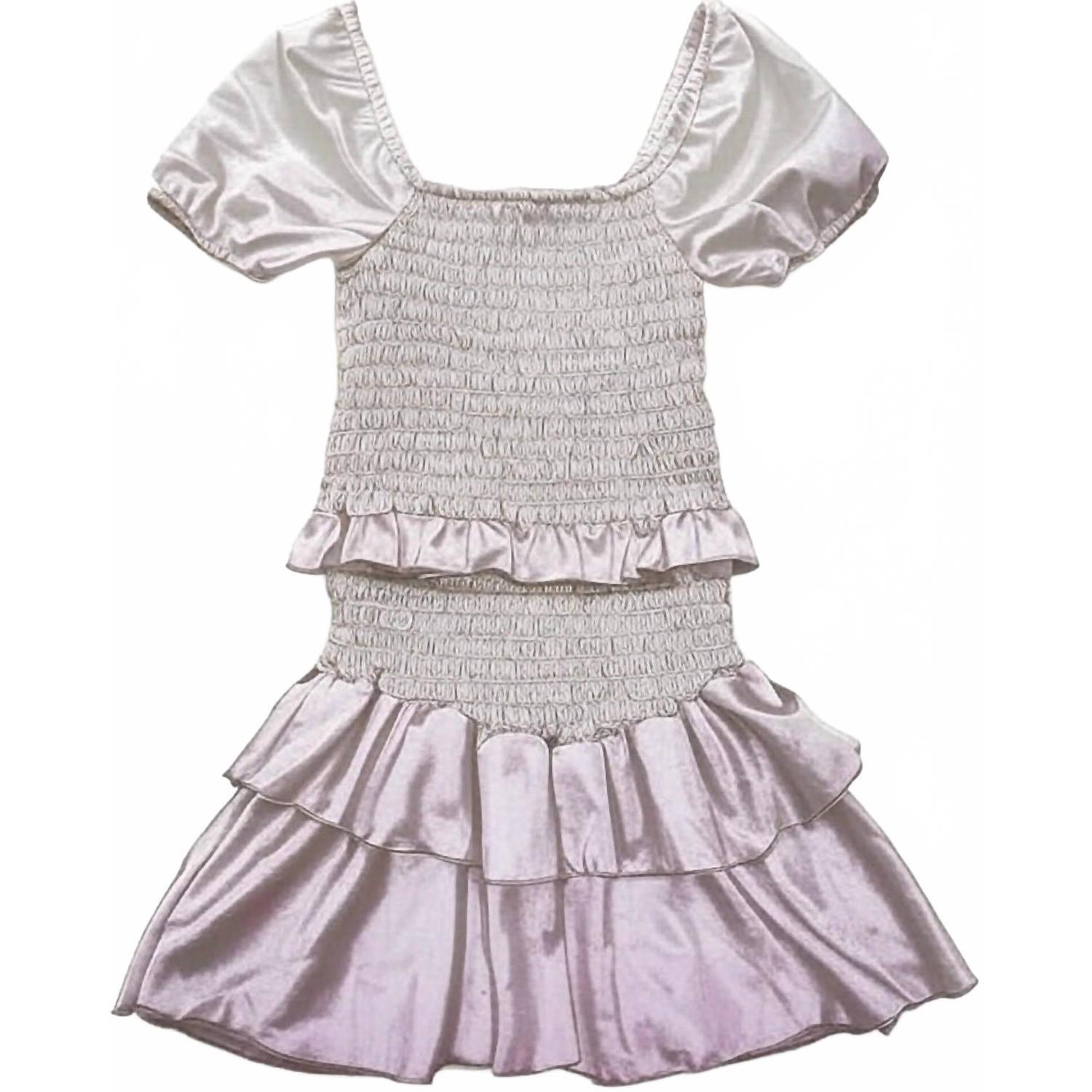 New Cheryl Creations Tween Satin Smocked Dress In Lavender
